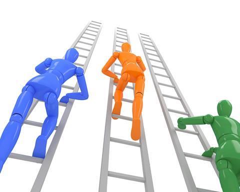 Business competition climb ladders